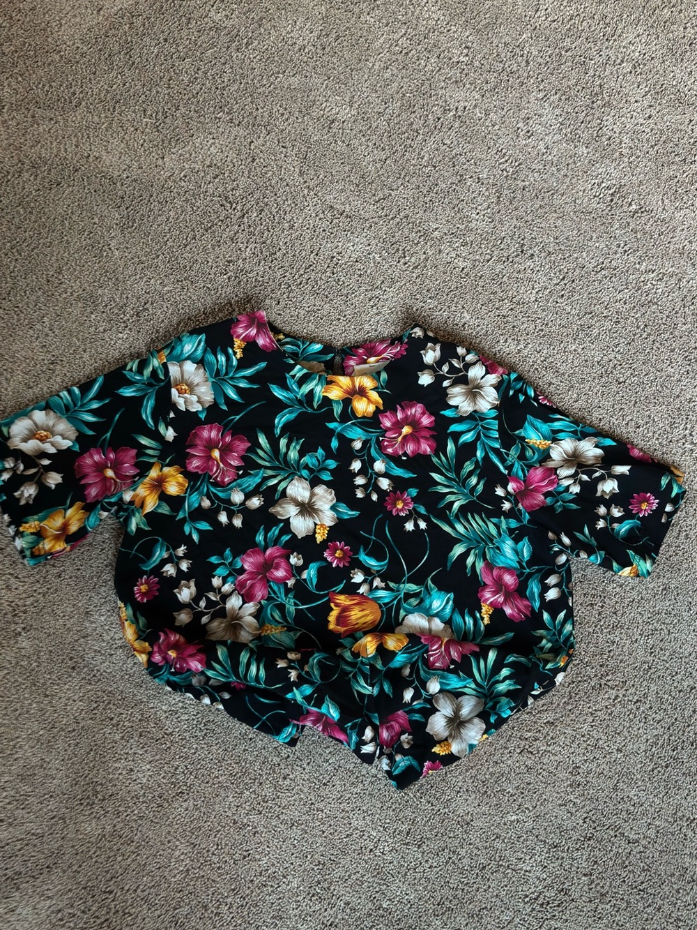 Vintage 90s Cristin Stevens Tropical Floral Short Sleeve Pullover Top Large